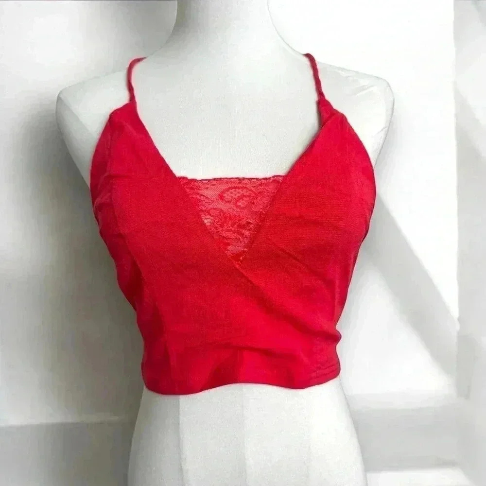 Free people red  lace tank top S